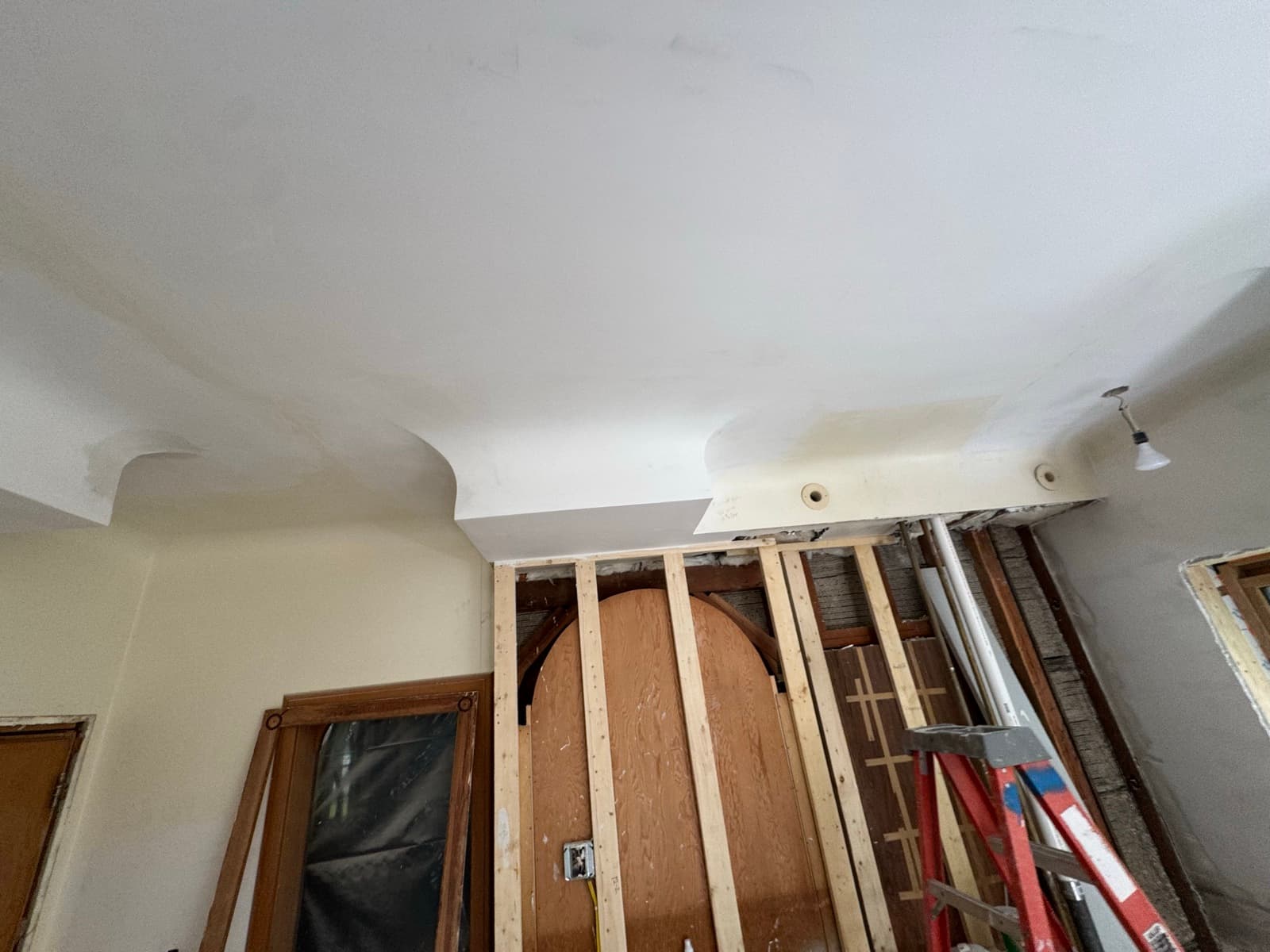 Smooth-finish drywall with sliding glass doors