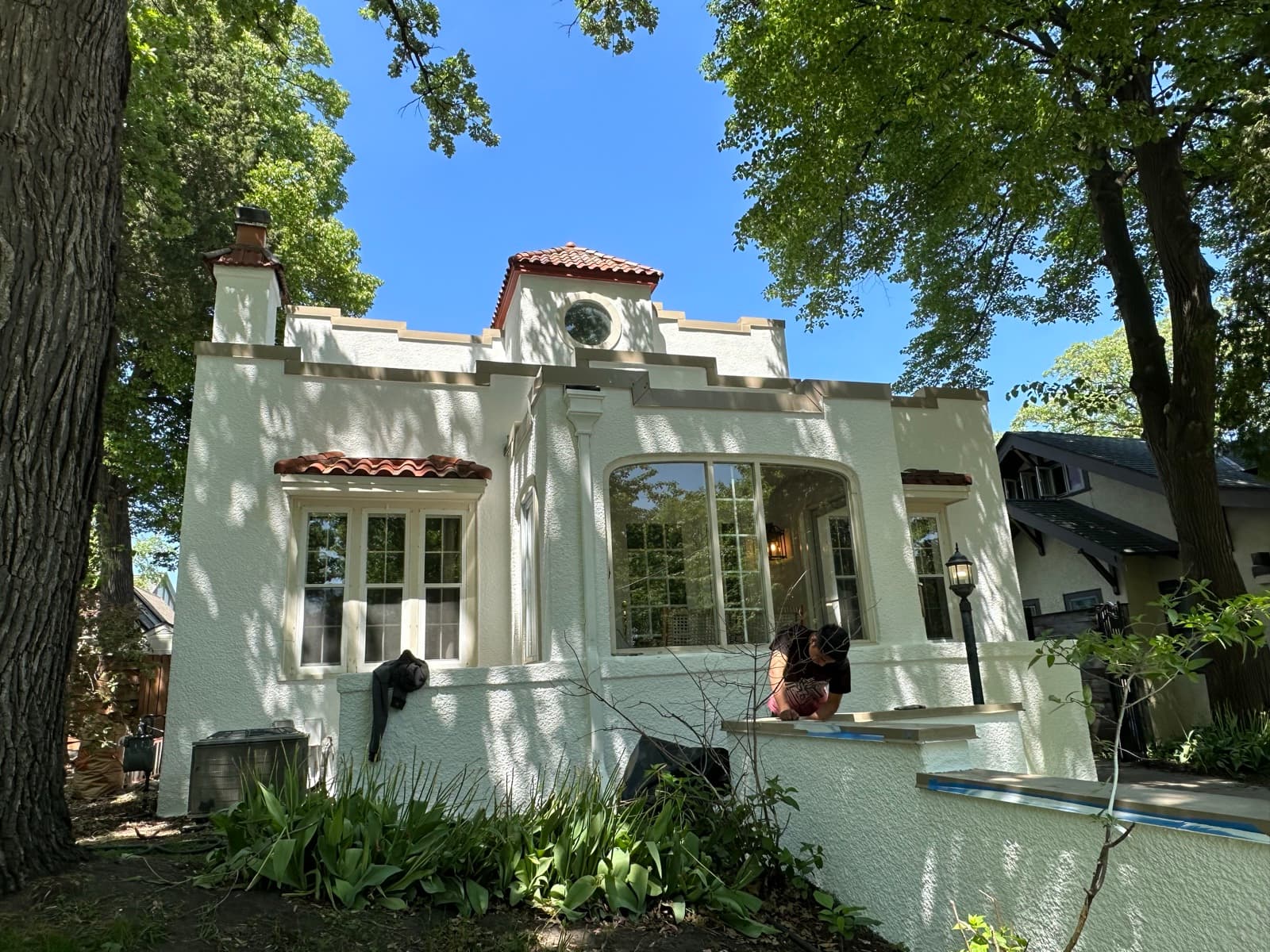 Spanish-style home with elaborate stucco trim